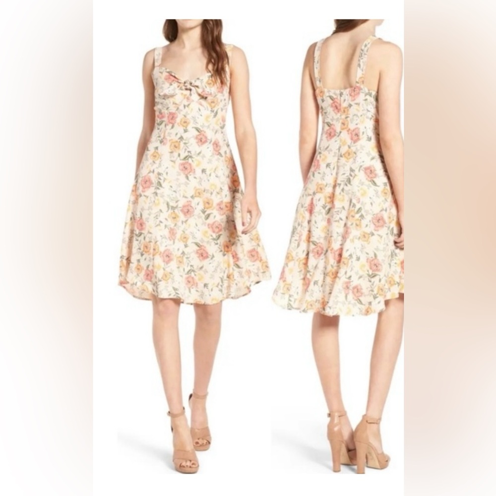 ASTR tie front sweetheart summer floral dress size L